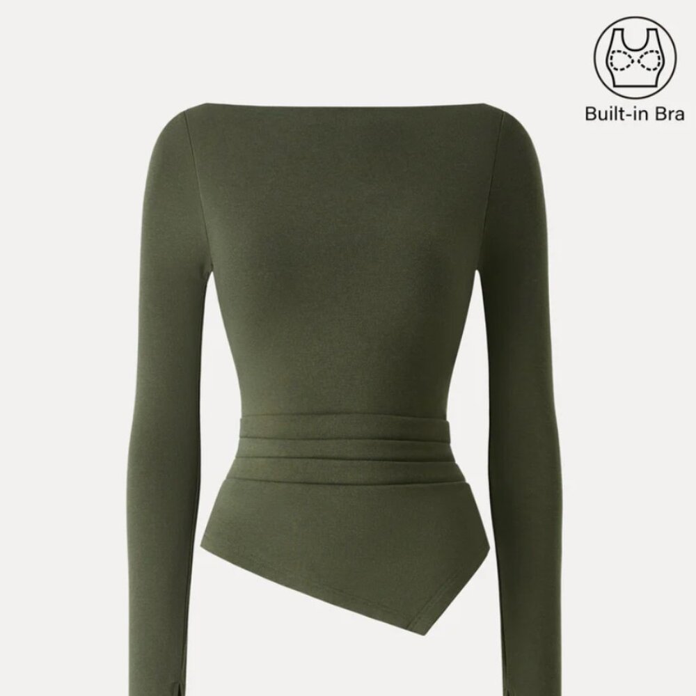 OGL Boatneck Side Tucks Asymmetrical Brami - Large NWT